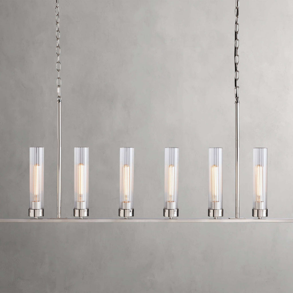 Black Glass Linear chandelier - Kaia Court for dining room view 1