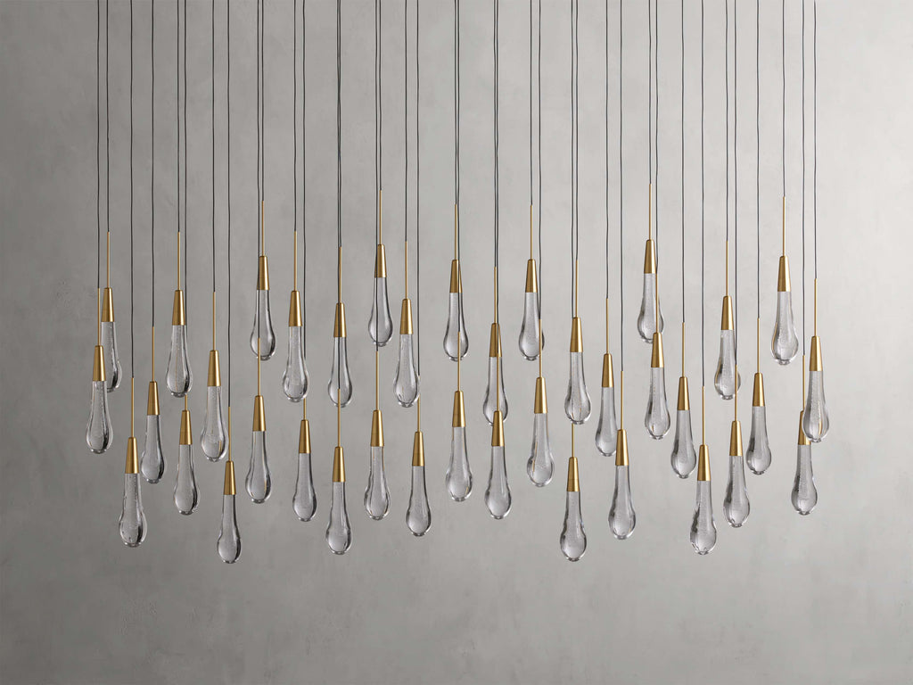 Black Glass Linear chandelier - Lumen Court for dining room view 18