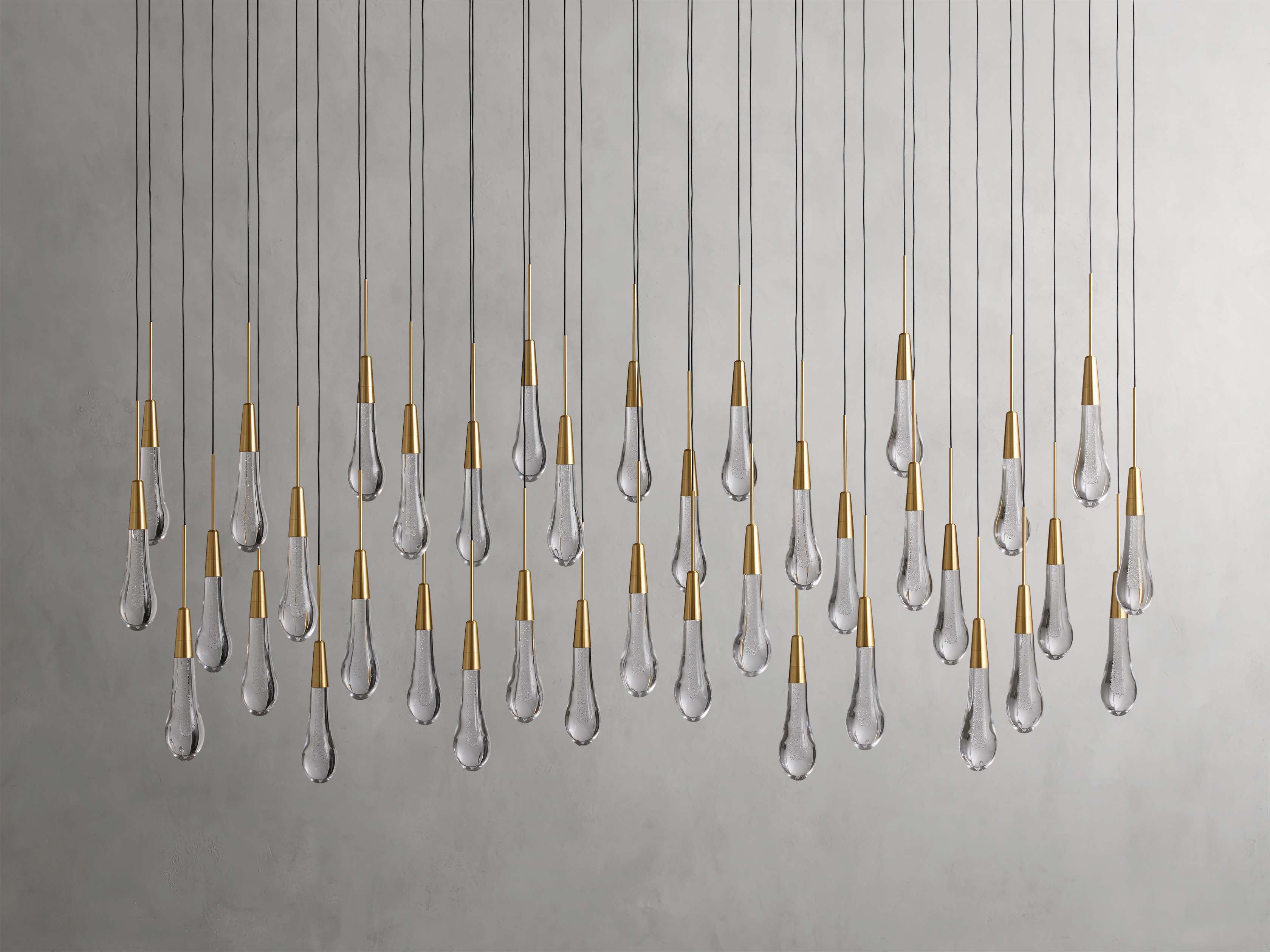 Black Glass Linear chandelier - Lumen Court for dining room view 18