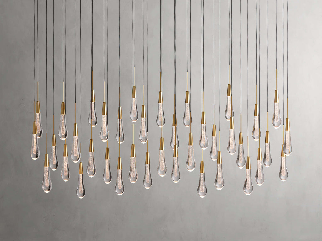 Black Glass Linear chandelier - Lumen Court for dining room view 44