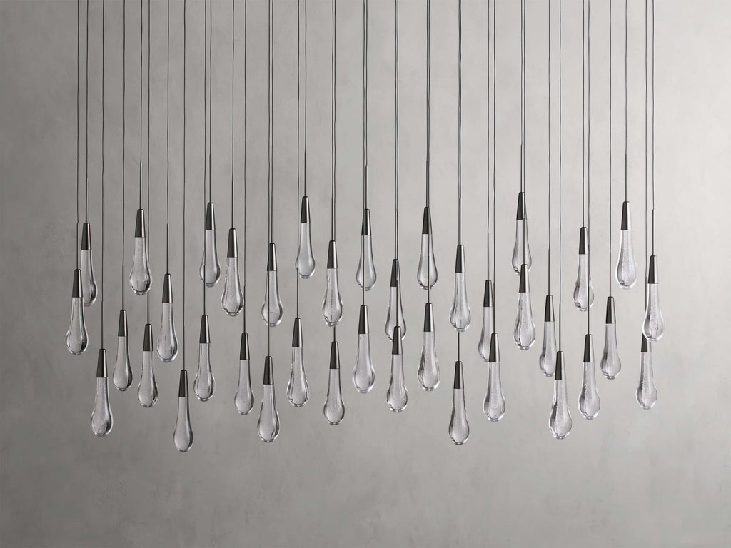 Black Glass Linear chandelier - Lumen Court for dining room view 46