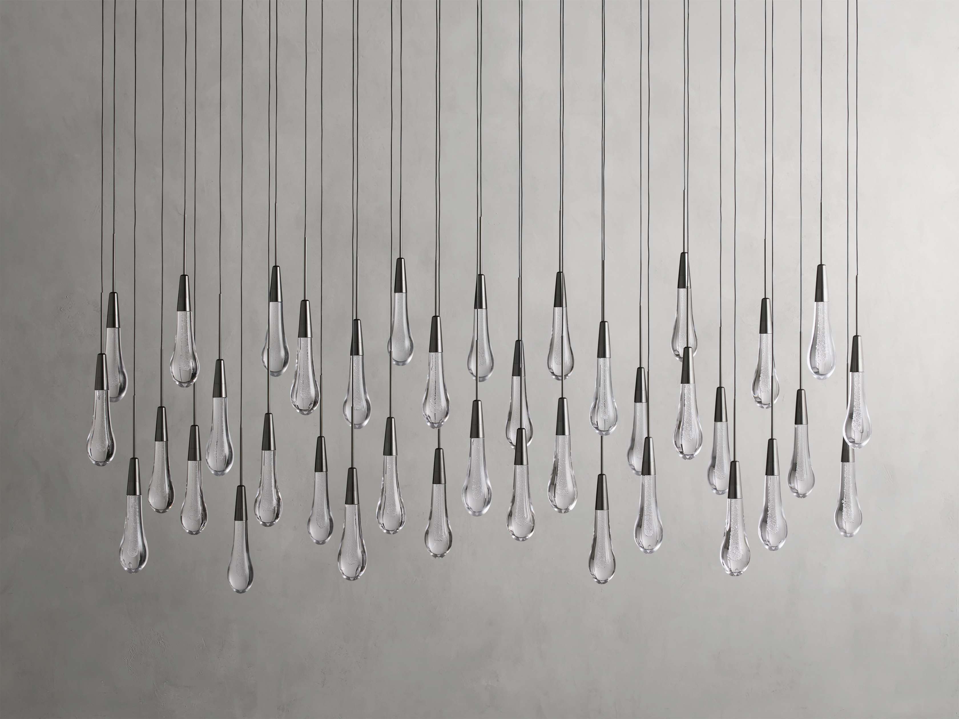 Black Glass Linear chandelier - Lumen Court for dining room view 46