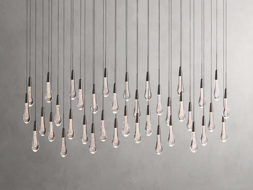 Black Glass Linear chandelier - Lumen Court for dining room view 4