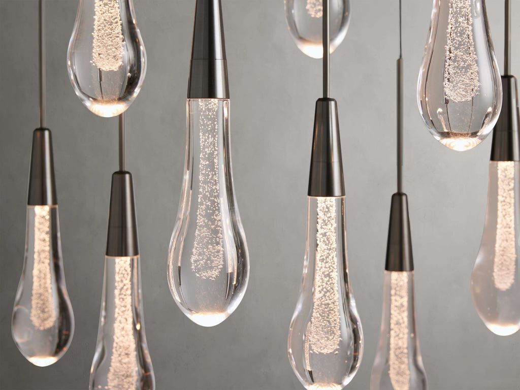 Black Glass Linear chandelier - Lumen Court for dining room view 47
