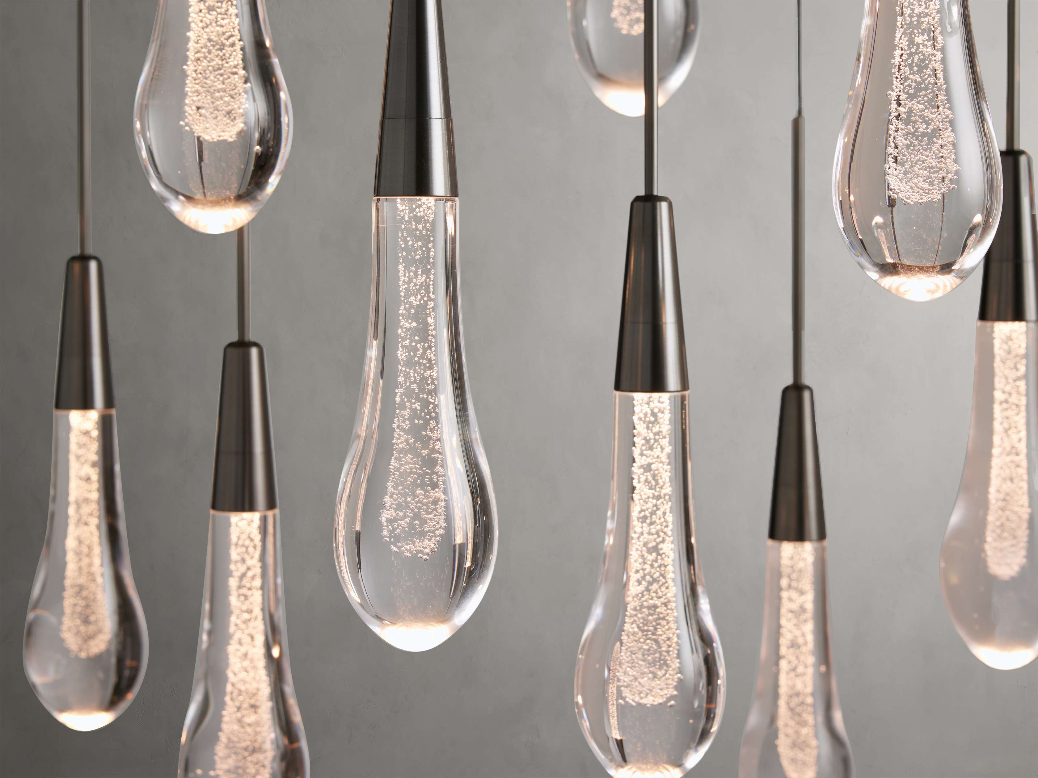 Black Glass Linear chandelier - Lumen Court for dining room view 47