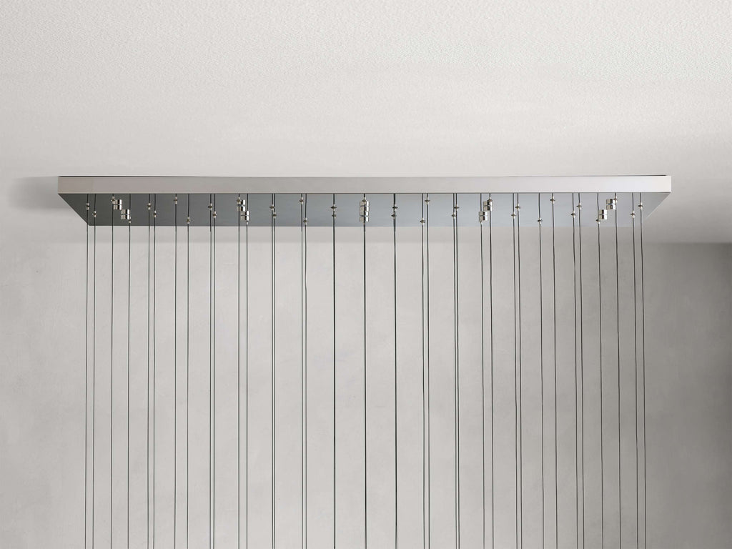 Black Glass Linear chandelier - Lumen Court for dining room view 17