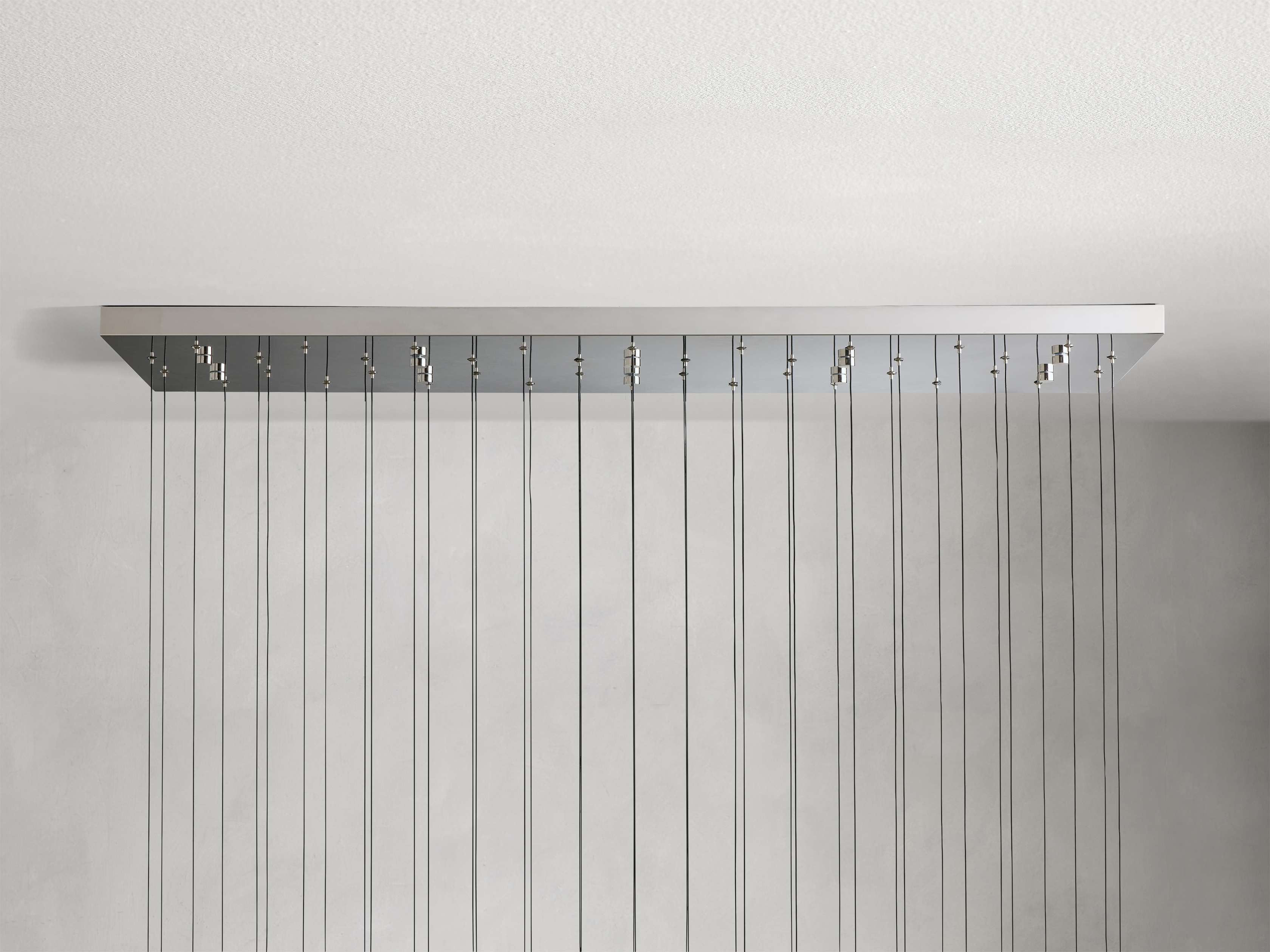 Black Glass Linear chandelier - Lumen Court for dining room view 17
