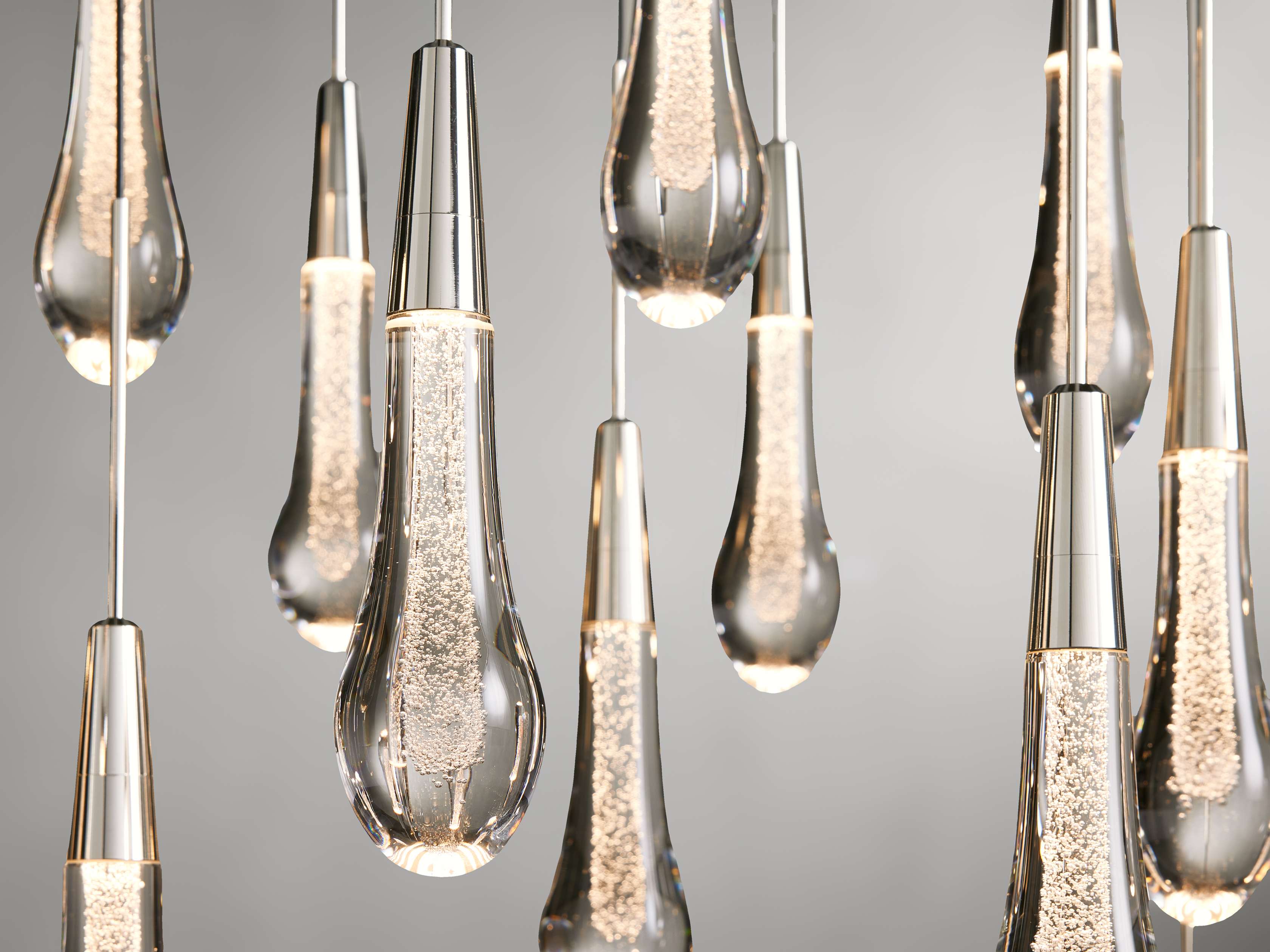 Black Glass Linear chandelier - Lumen Court for dining room view 16