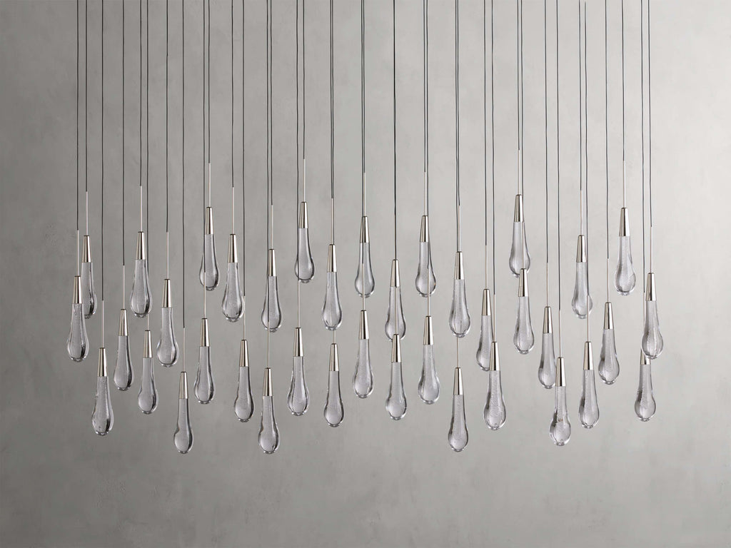 Black Glass Linear chandelier - Lumen Court for dining room view 15