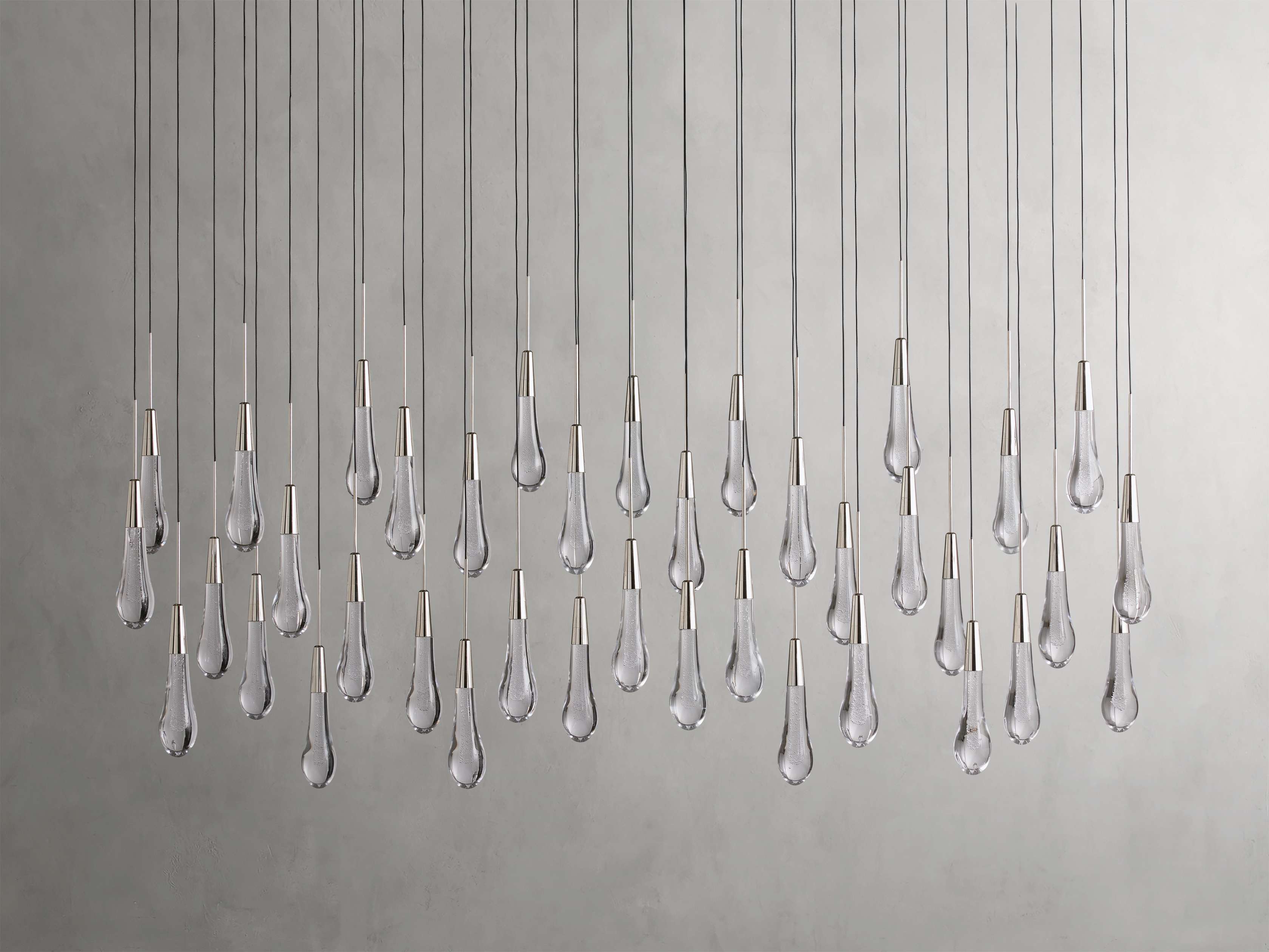 Black Glass Linear chandelier - Lumen Court for dining room view 15