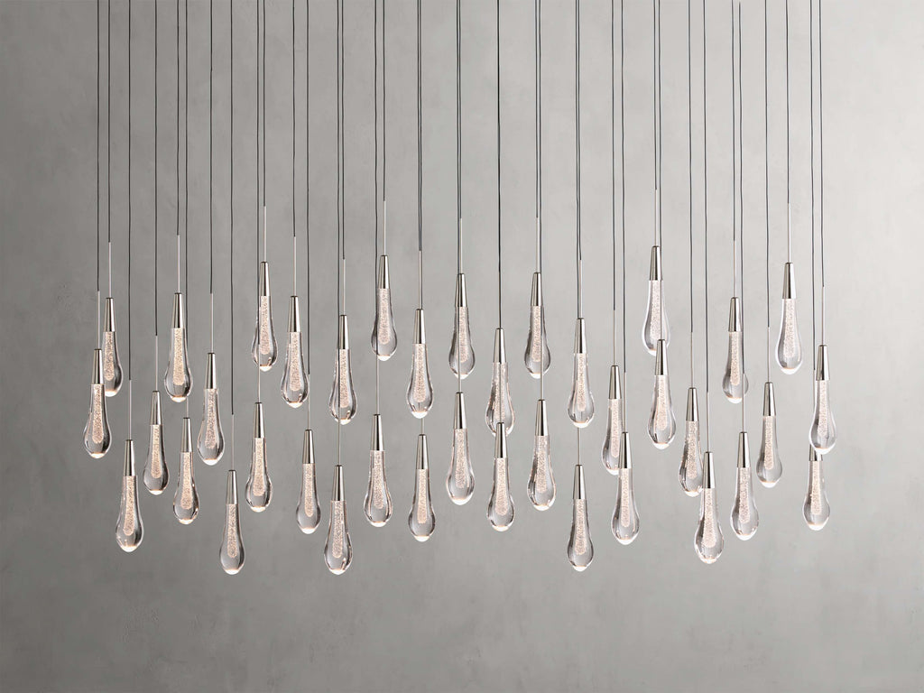 Black Glass Linear chandelier - Lumen Court for dining room view 34