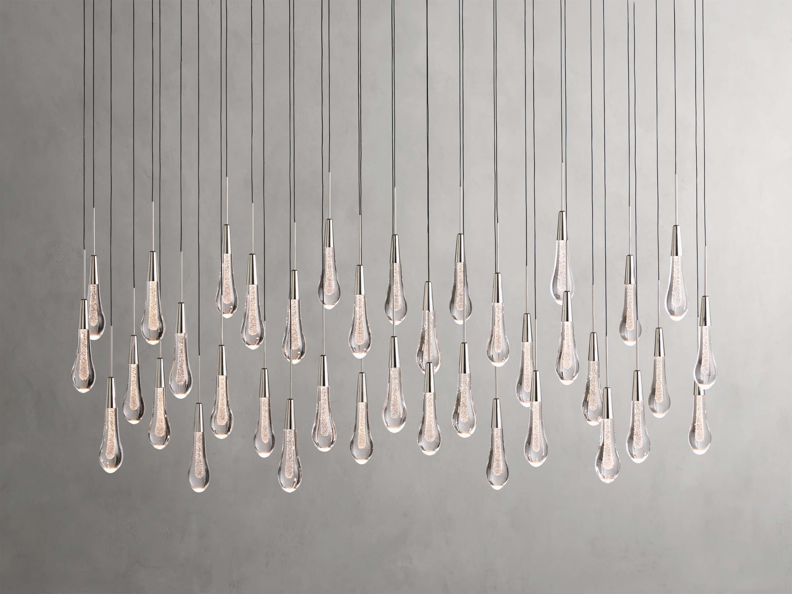 Black Glass Linear chandelier - Lumen Court for dining room view 34