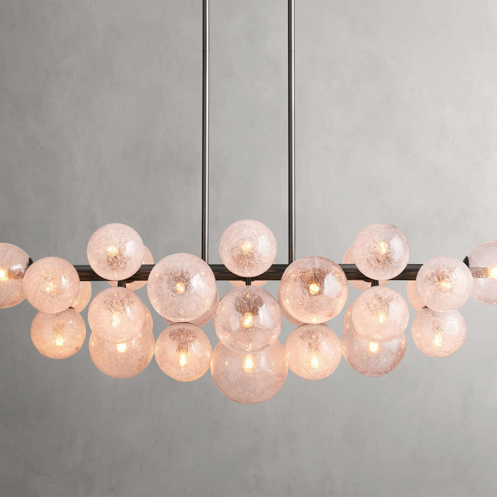 Polished Nickel Glass Linear chandelier - Talia Wisp for dining room view 1