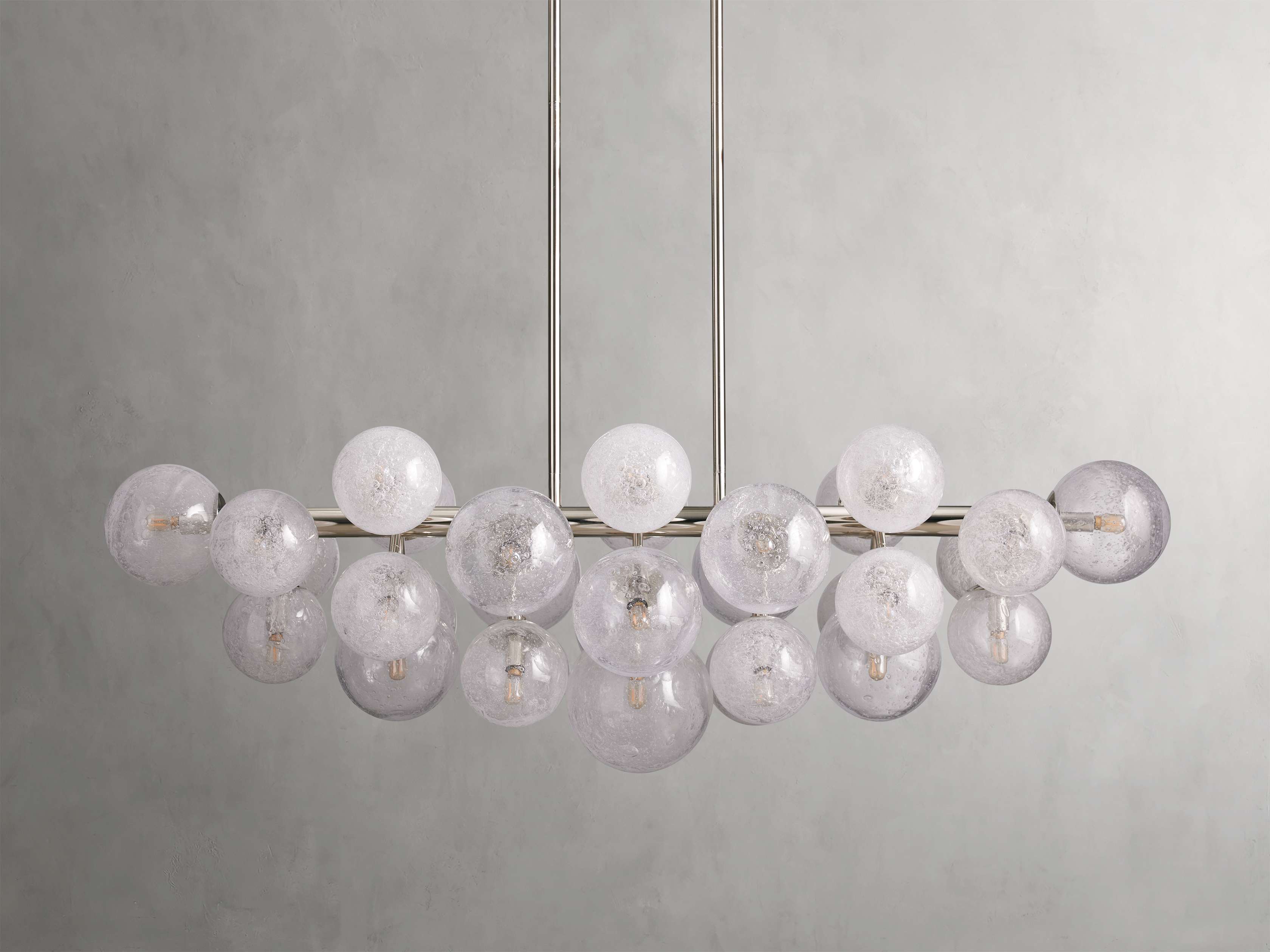 Polished Nickel Glass Linear chandelier - Talia Wisp for dining room view 11