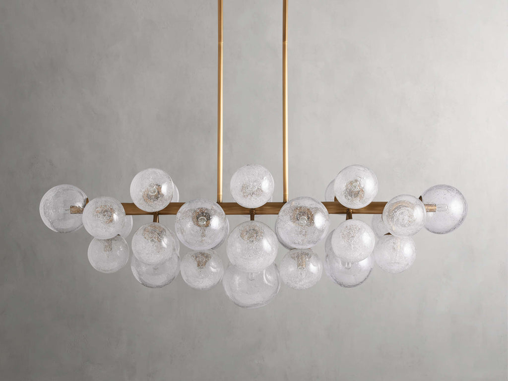 Polished Nickel Glass Linear chandelier - Talia Wisp for dining room view 2