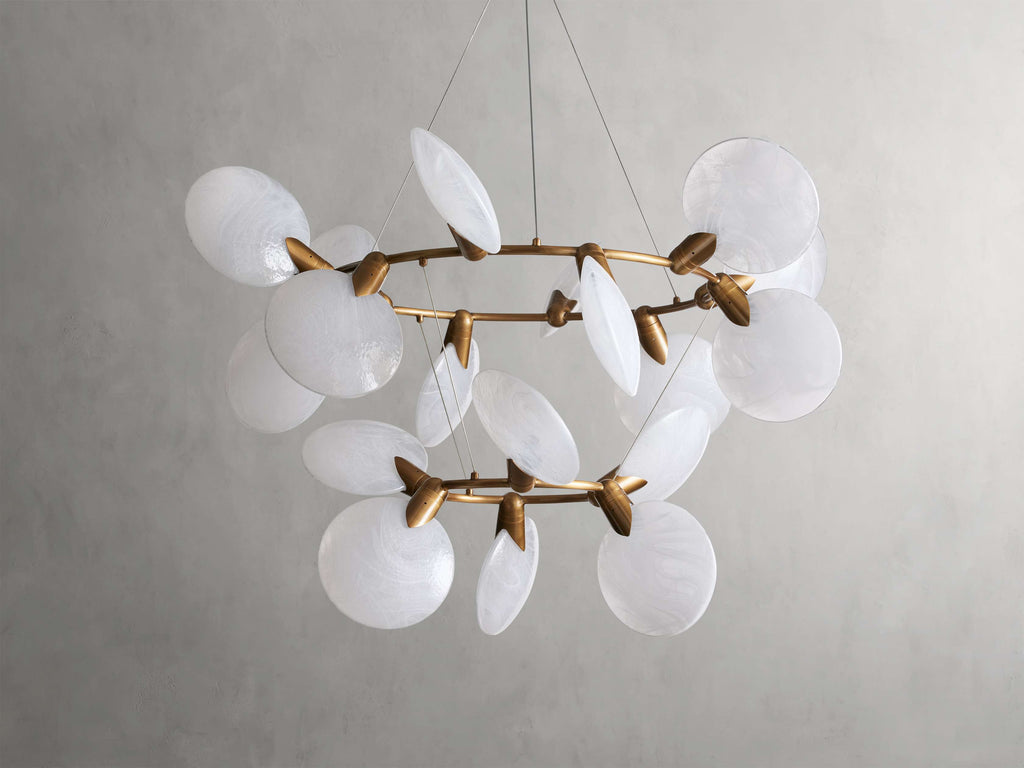 Brass Glass chandelier - Sable Wisp for dining room view 2