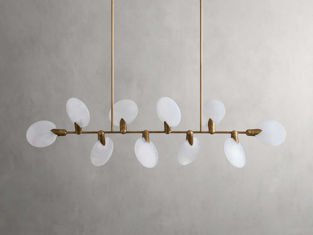 Black Glass Linear chandelier - Opal Wisp for dining room view 3