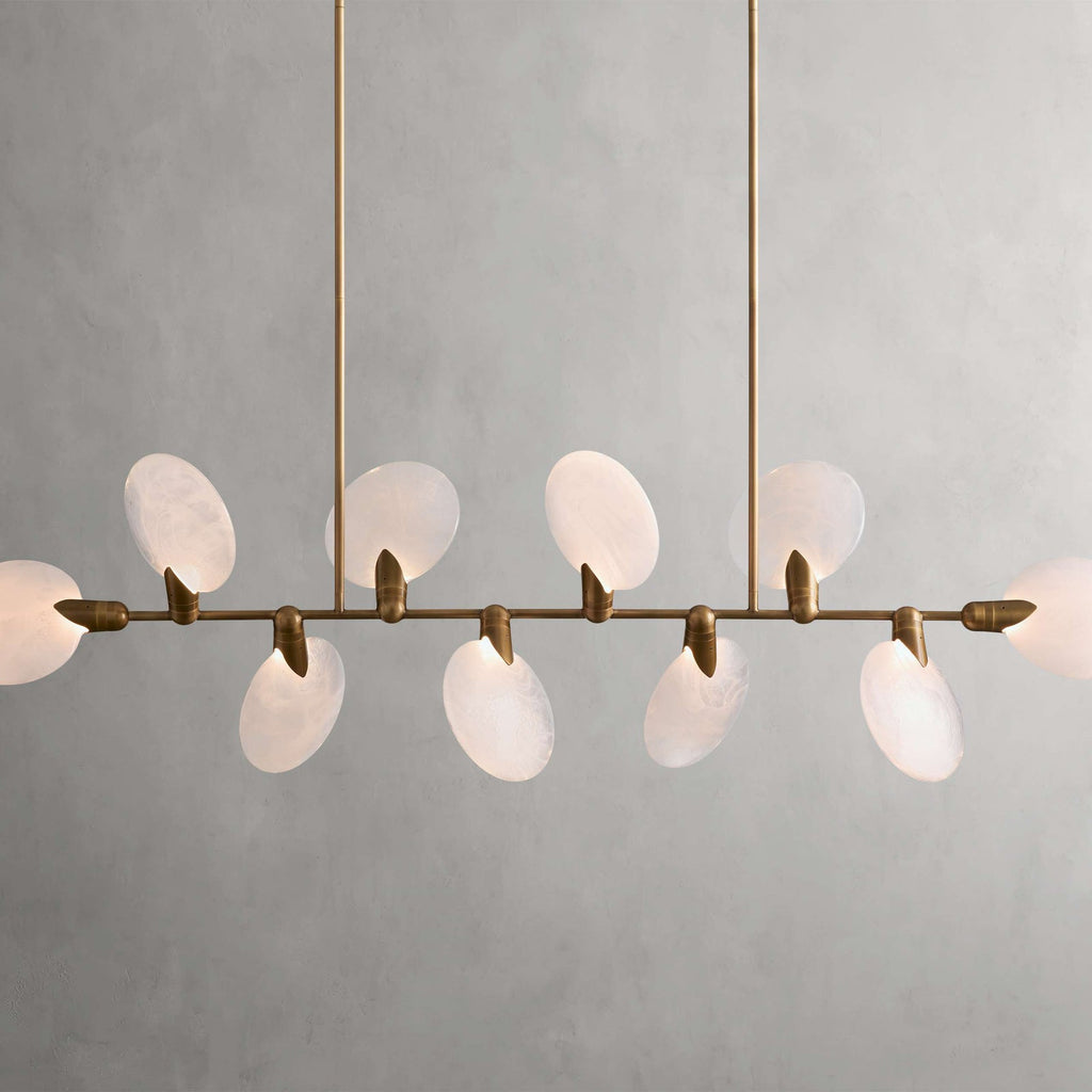 Black Glass Linear chandelier - Opal Wisp for dining room view 1