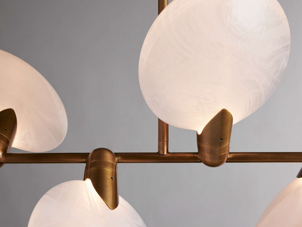 Black Glass Linear chandelier - Opal Wisp for dining room view 7