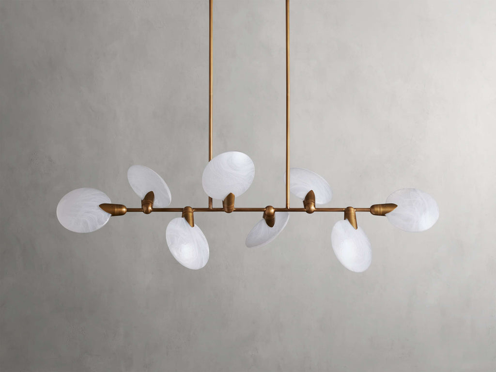 Black Glass Linear chandelier - Opal Wisp for dining room view 6
