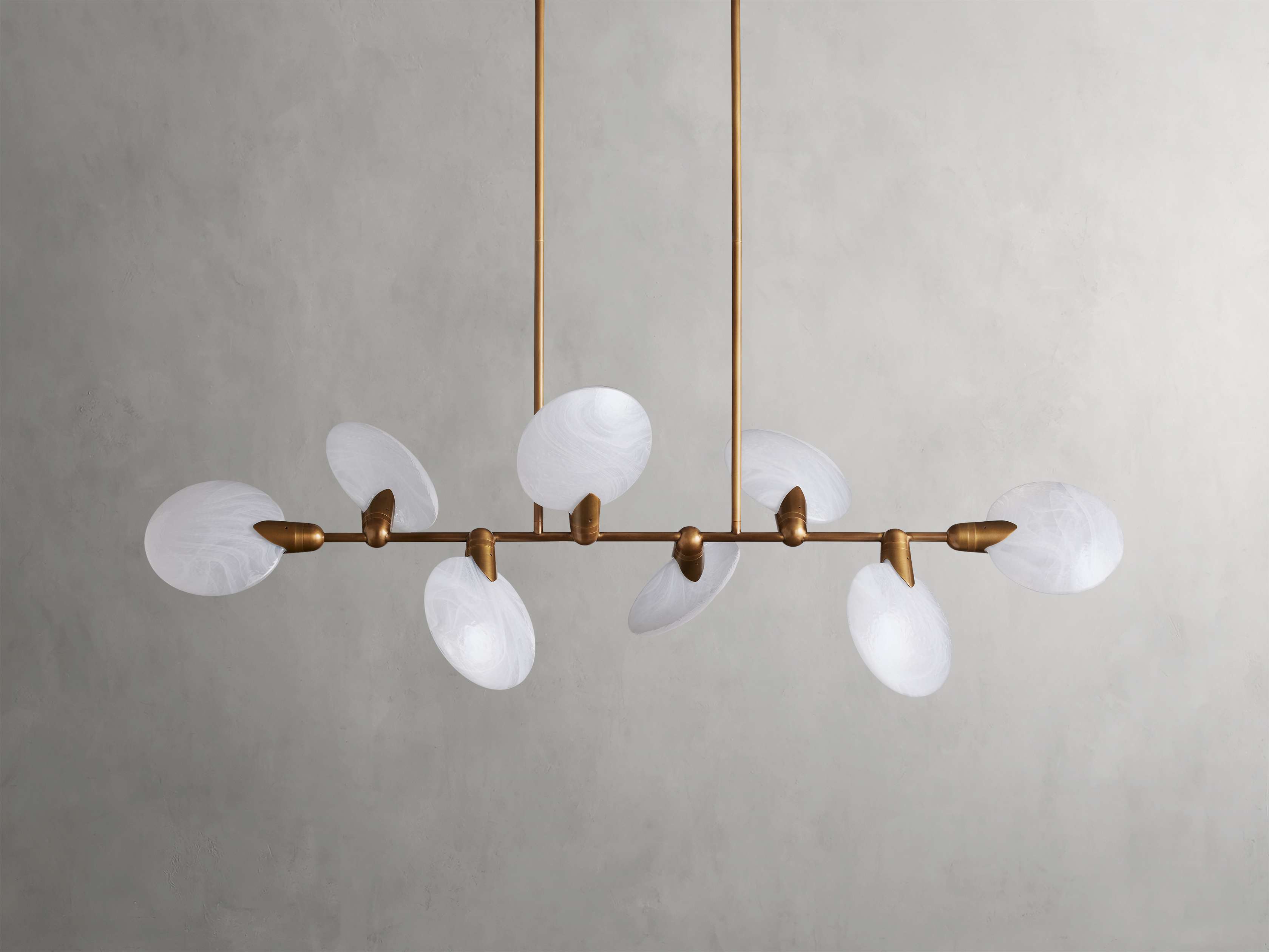 Black Glass Linear chandelier - Opal Wisp for dining room view 6