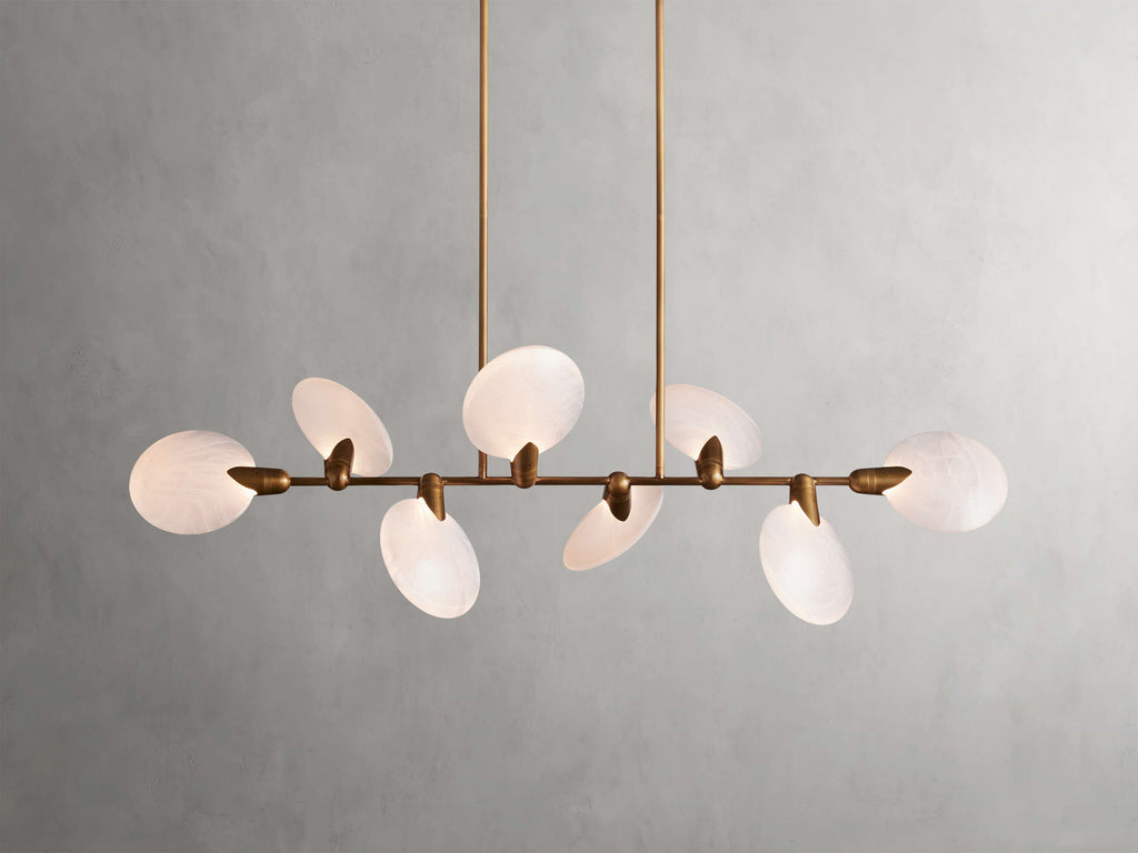 Black Glass Linear chandelier - Opal Wisp for dining room view 2