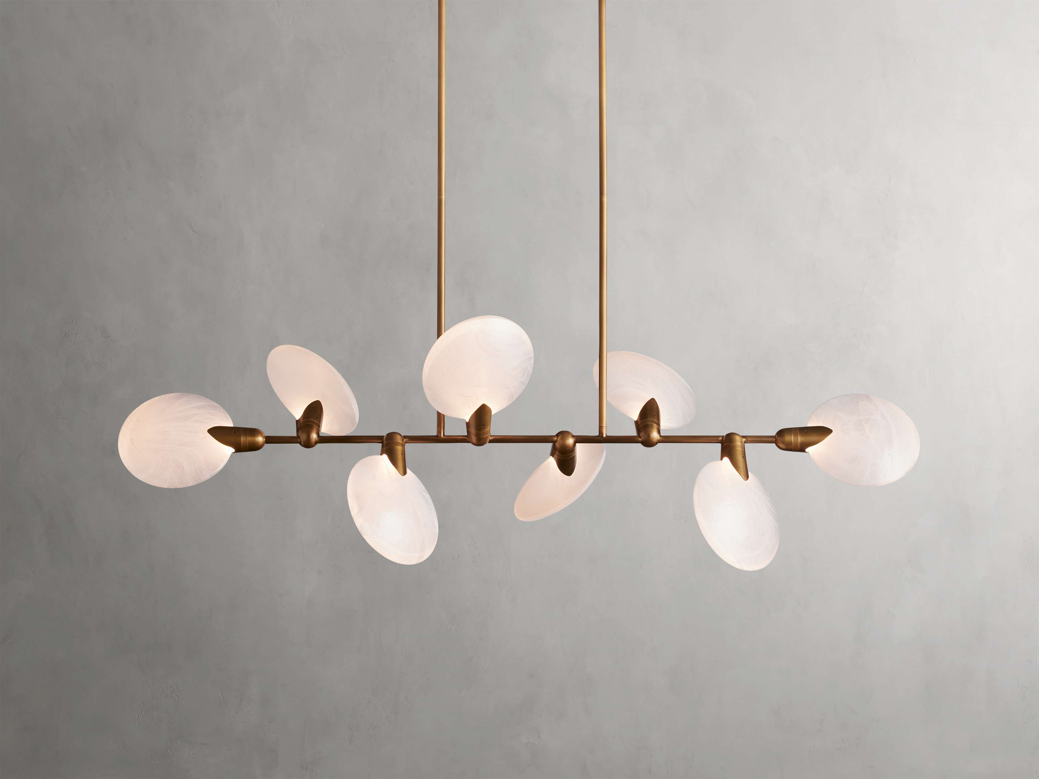 Black Glass Linear chandelier - Opal Wisp for dining room view 2
