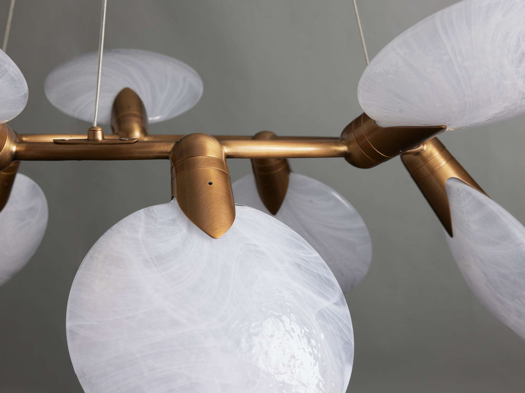 Brass Glass Round chandelier - Marlow Wisp for dining room view 3