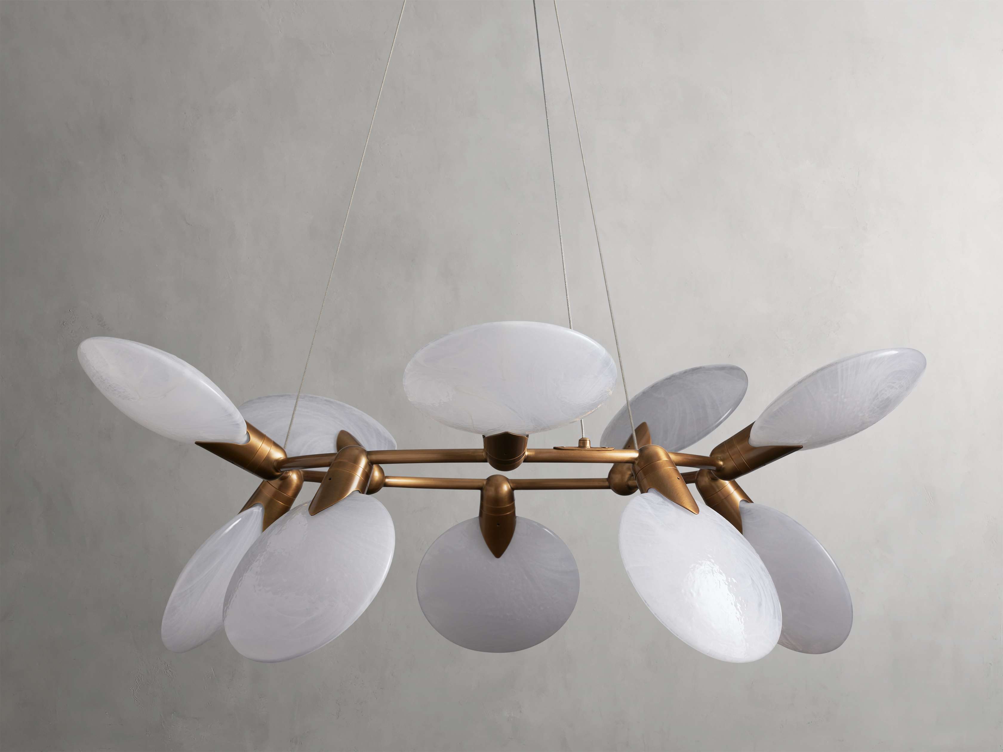 Brass Glass Round chandelier - Marlow Wisp for dining room view 2