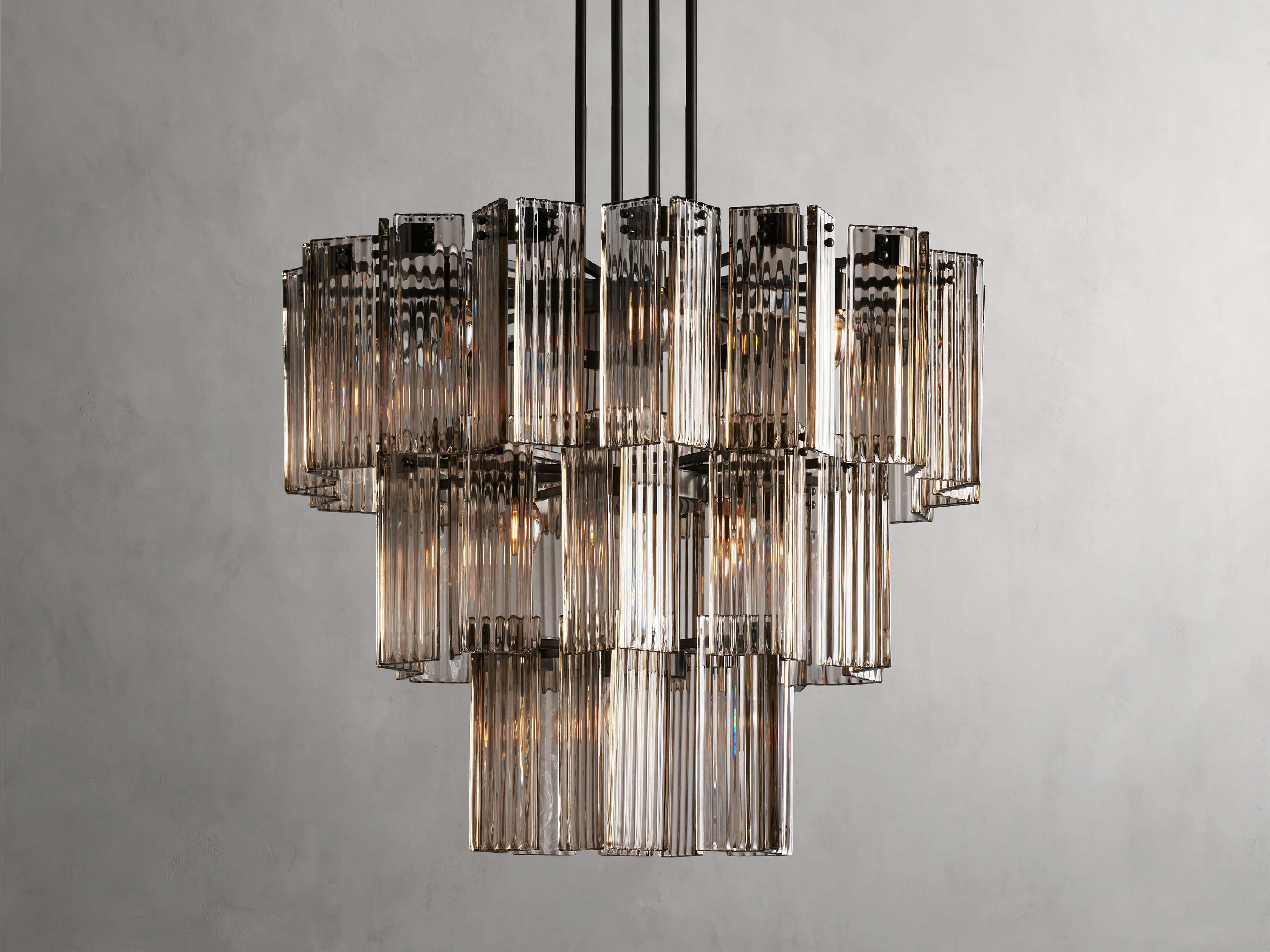 Black Glass Round chandelier - Della Court for dining room view 2