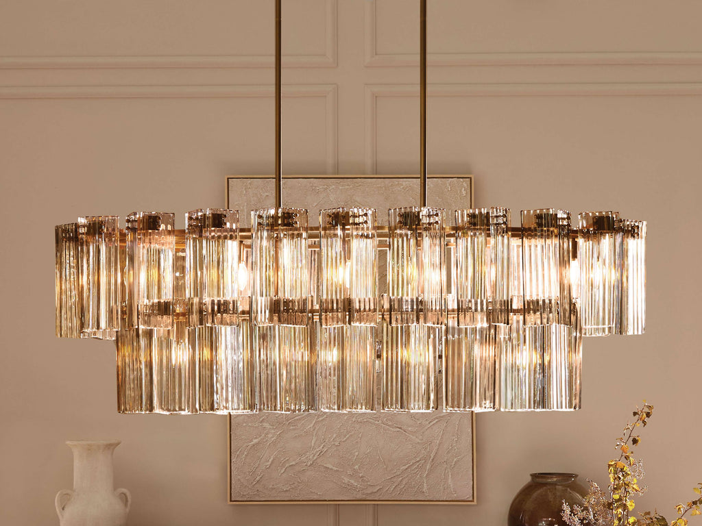 Black Glass Round chandelier - Isla Court for dining room view 50