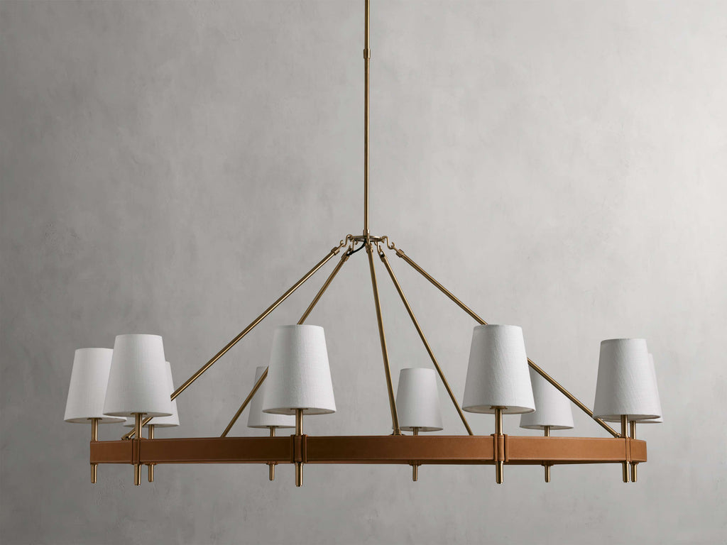 White Brass Round chandelier - Dune Wisp for dining room view 3