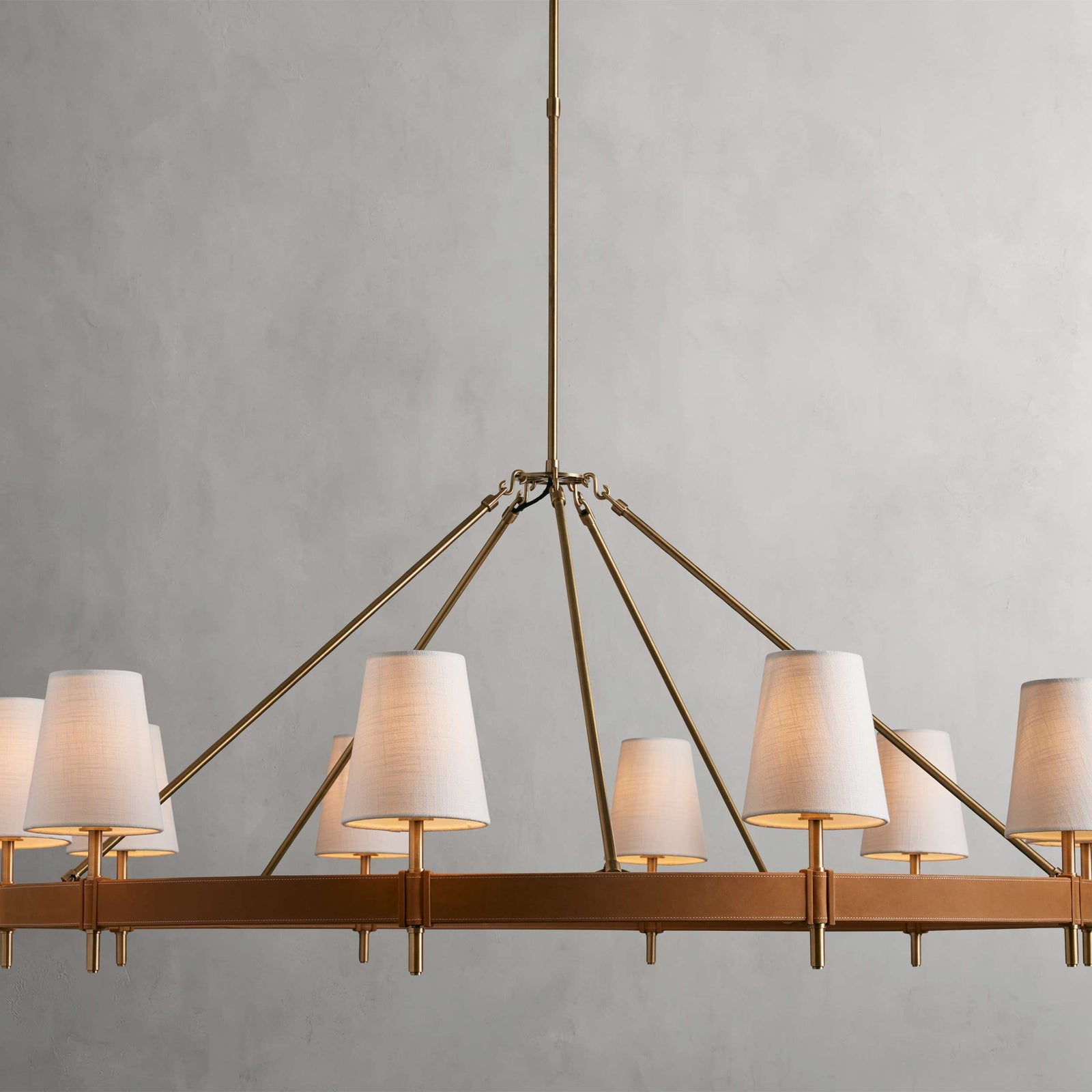 White Brass Round chandelier - Dune Wisp for dining room view 1