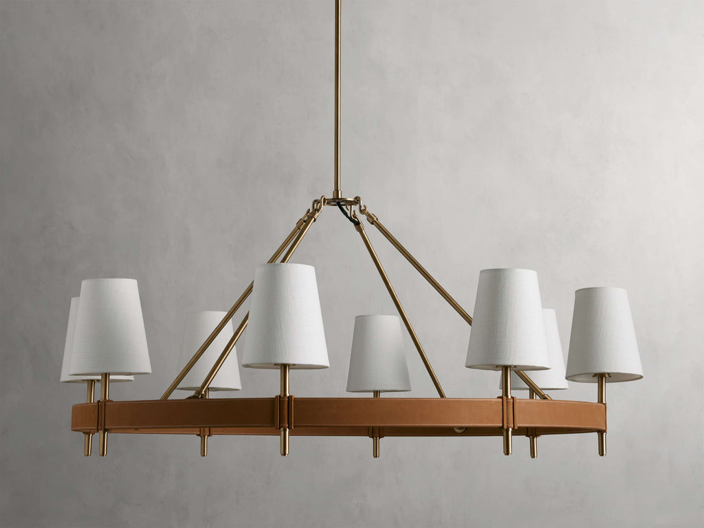 White Brass Round chandelier - Dune Wisp for dining room view 6