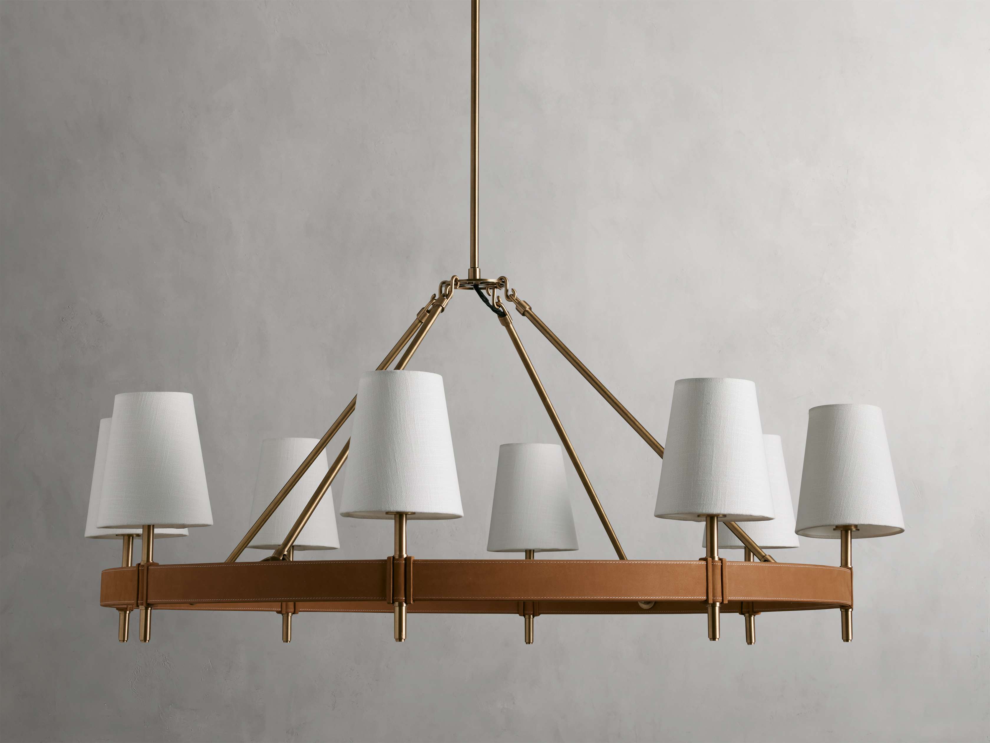 White Brass Round chandelier - Dune Wisp for dining room view 6