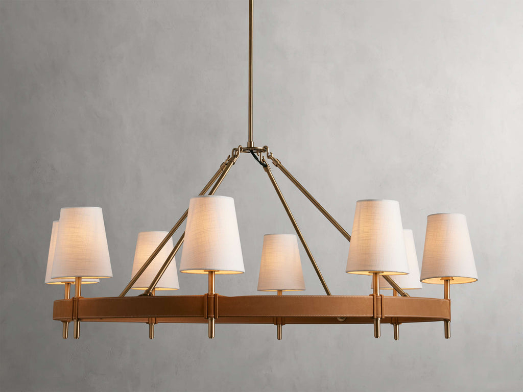 White Brass Round chandelier - Dune Wisp for dining room view 2