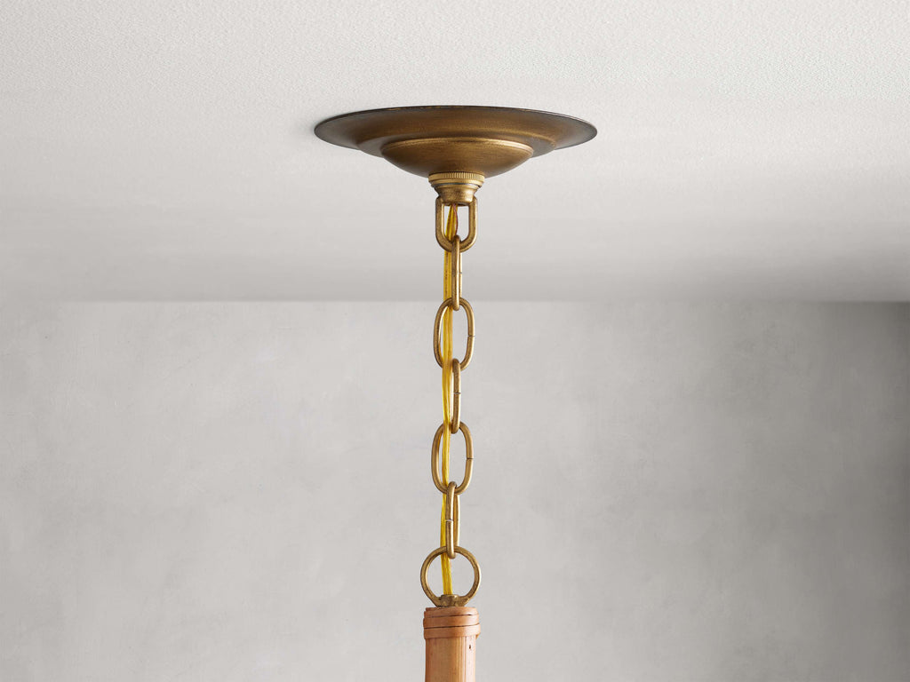 Antique Brass Rattan Round chandelier - Alden Wisp for dining room view 4