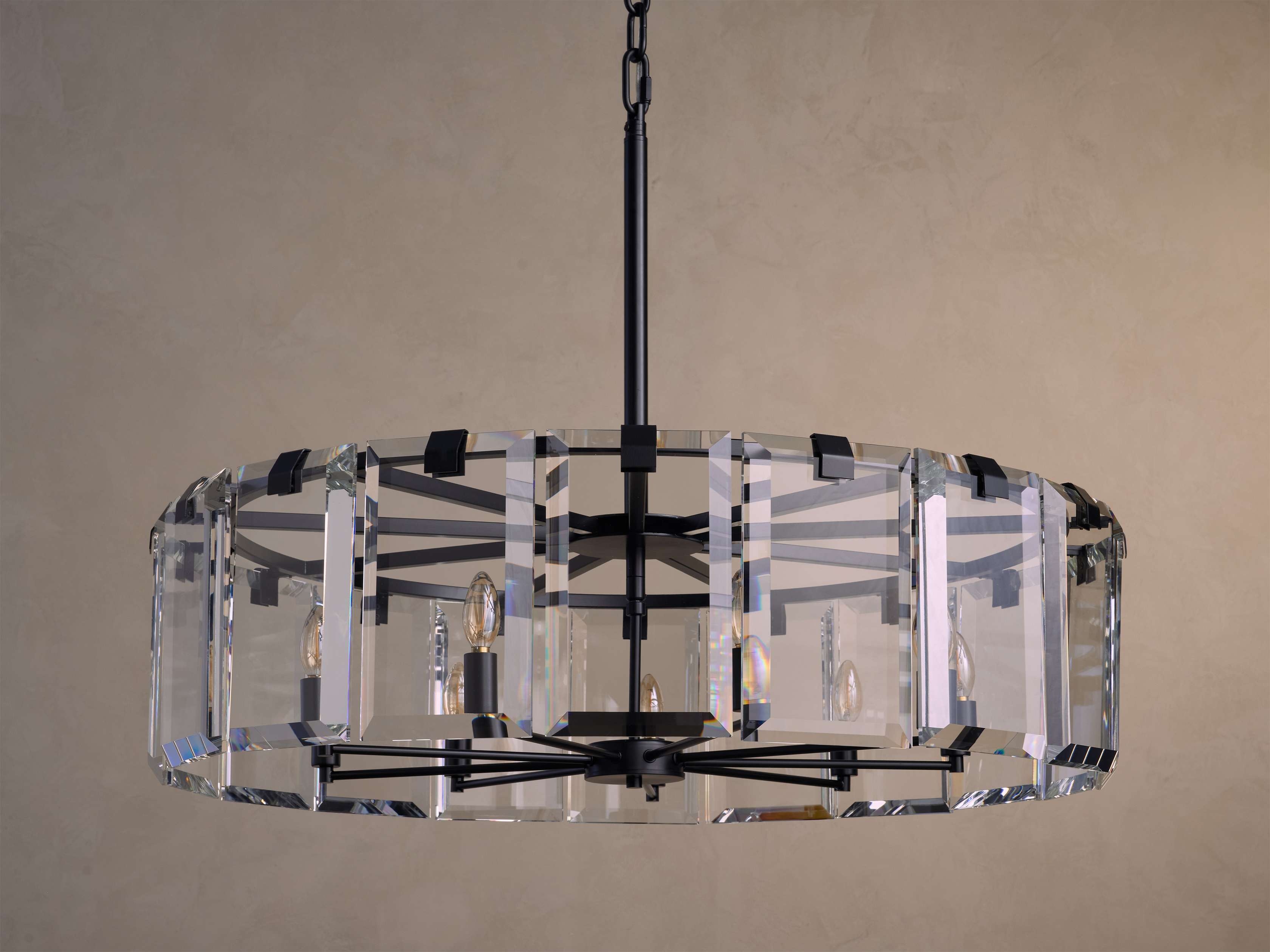 Black Crystal Round chandelier - Arden Court for dining room view 10