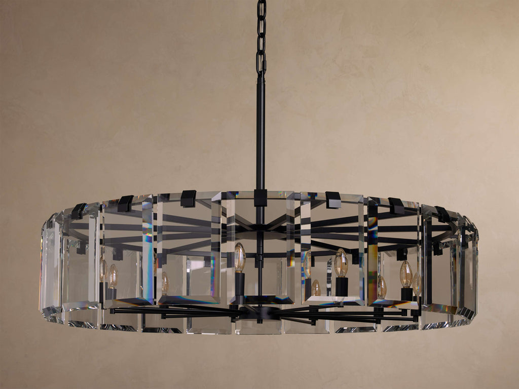 Black Crystal Round chandelier - Arden Court for dining room view 18