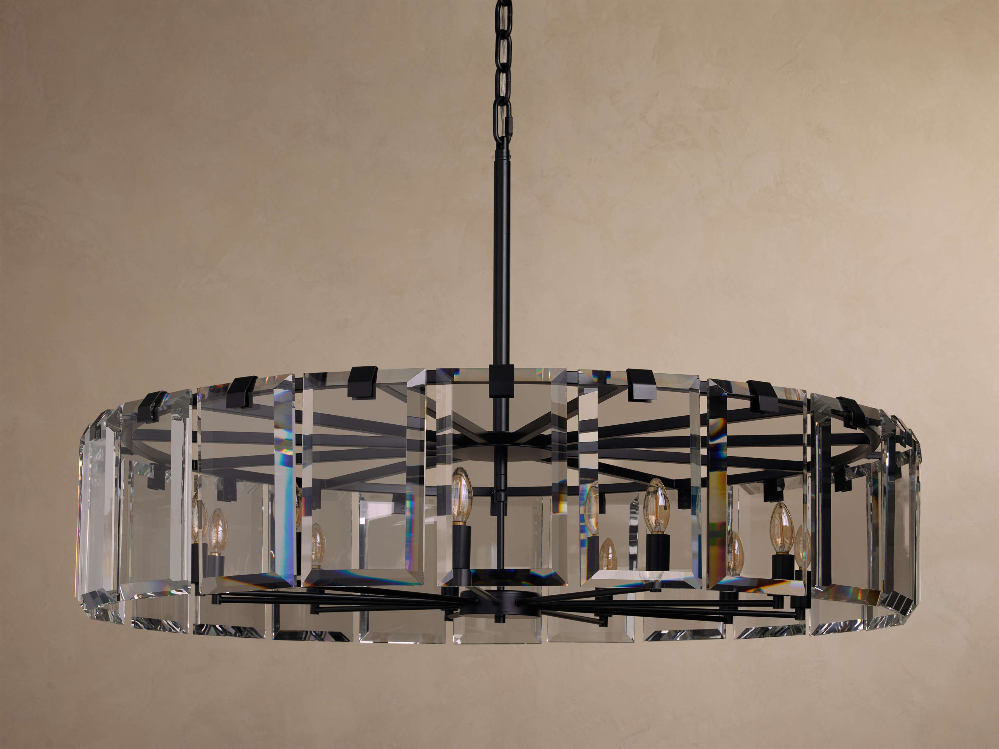 Black Crystal Round chandelier - Arden Court for dining room view 18