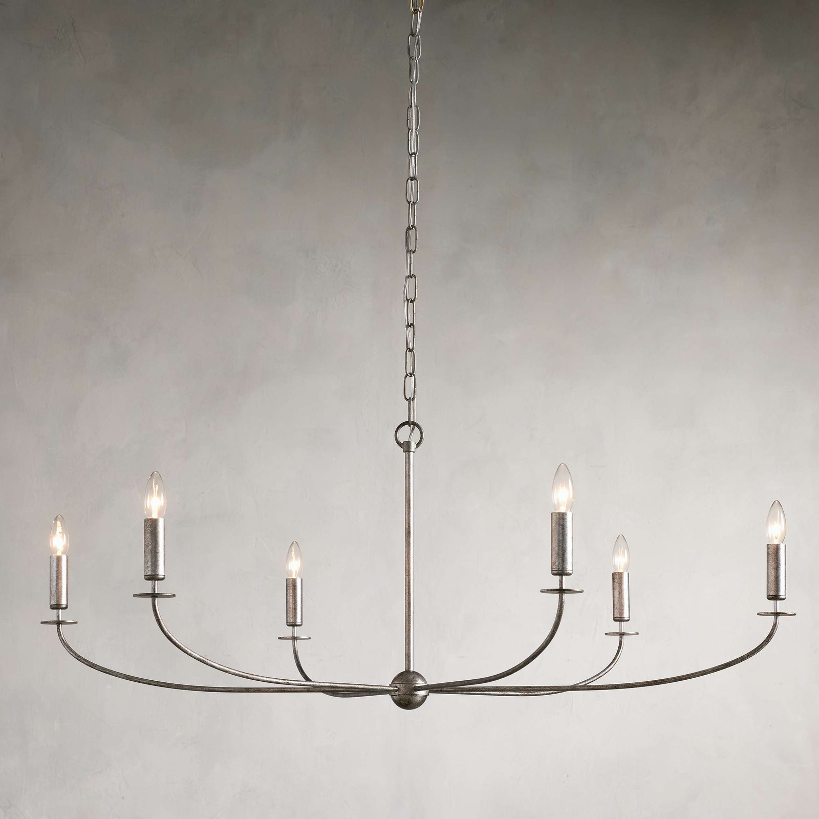 Clear Iron Round chandelier - Caro Wisp for dining room view 1