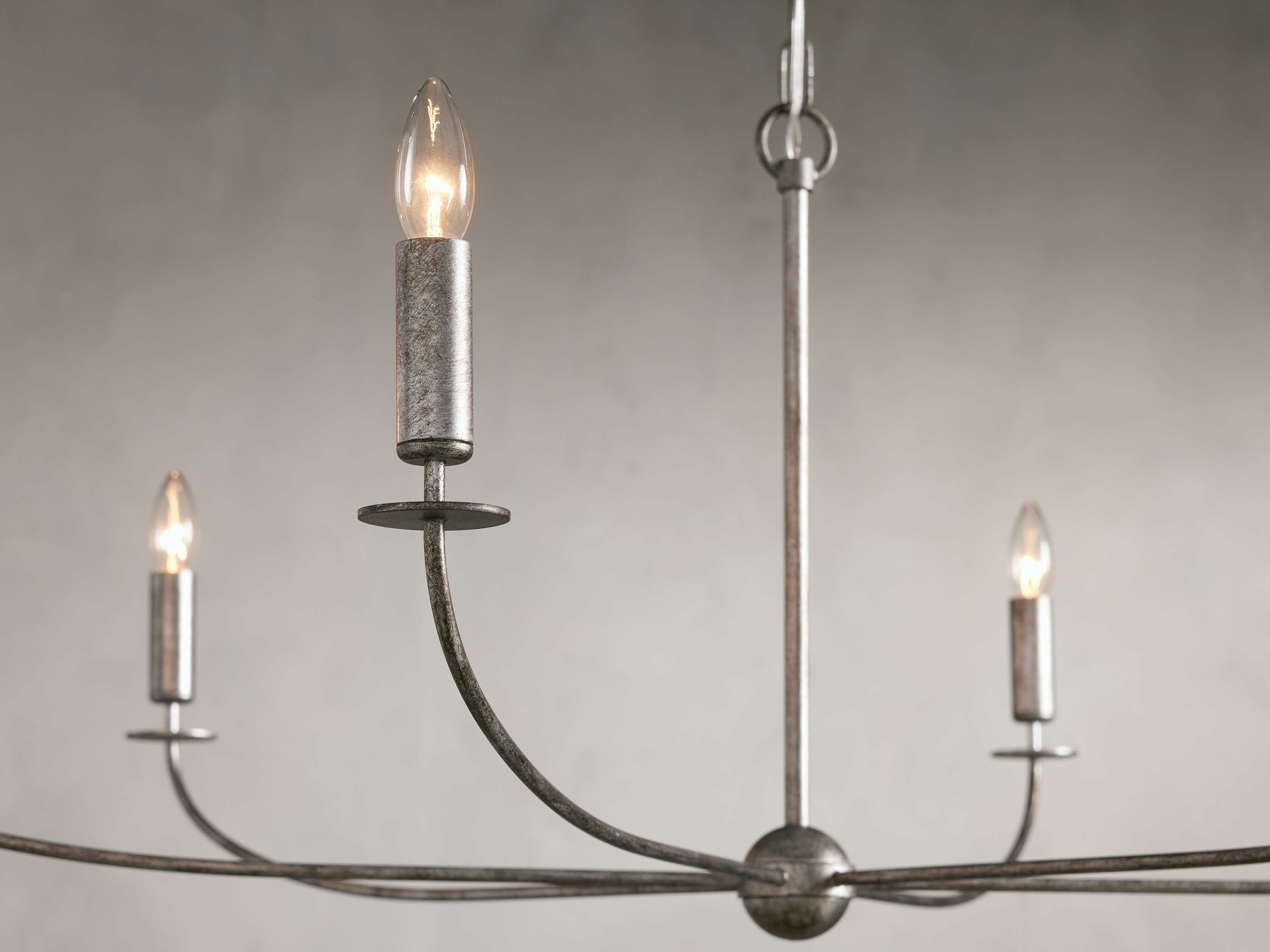 Clear Iron Round chandelier - Caro Wisp for dining room view 2