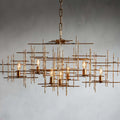 Gold Iron Linear chandelier - Haven Wisp for dining room view 1