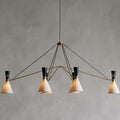 Satin Brass Iron Linear chandelier - Finch Wisp for dining room view 1