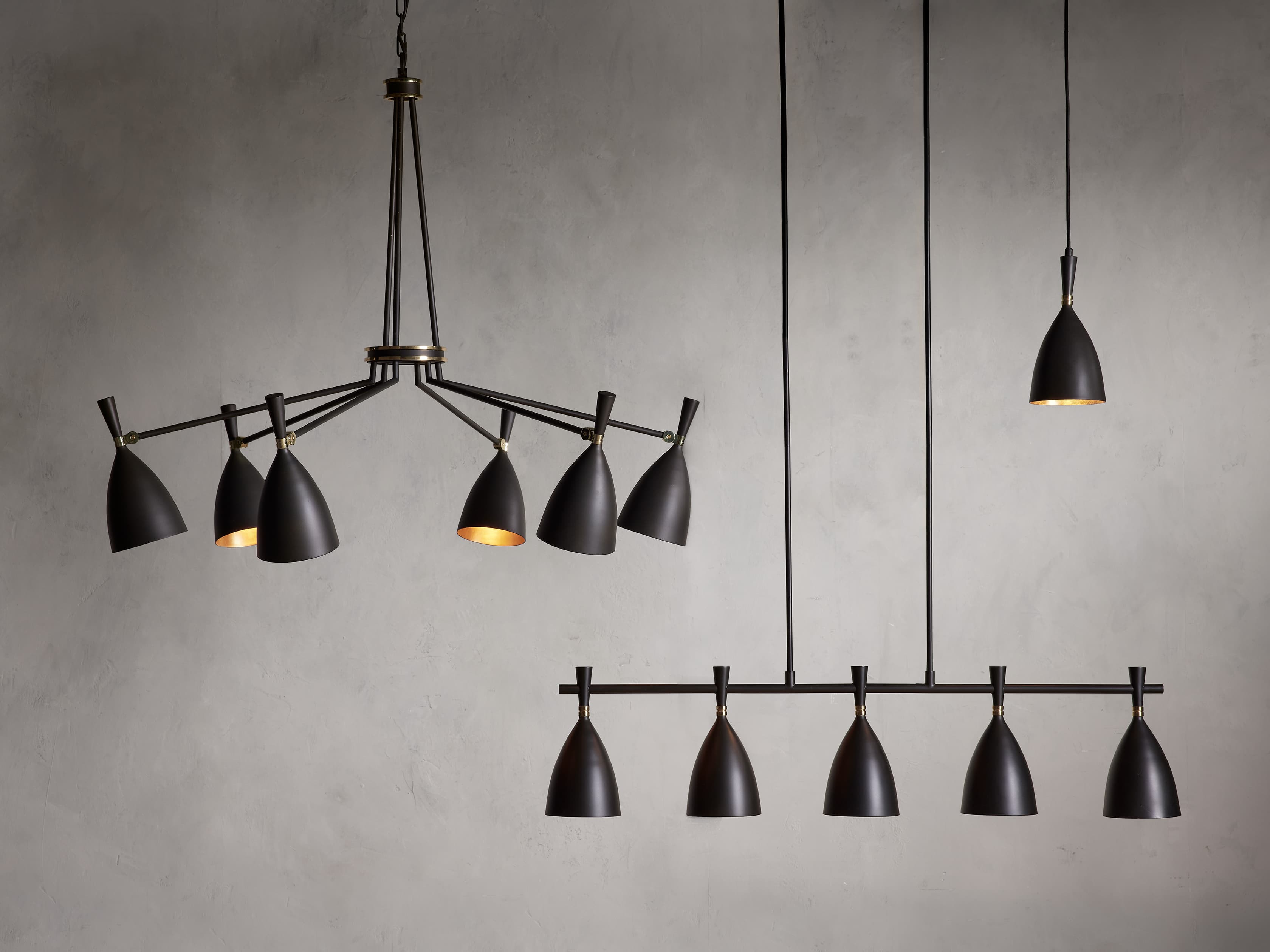 Black Steel Linear chandelier - Dahlia Wisp for dining room view 5