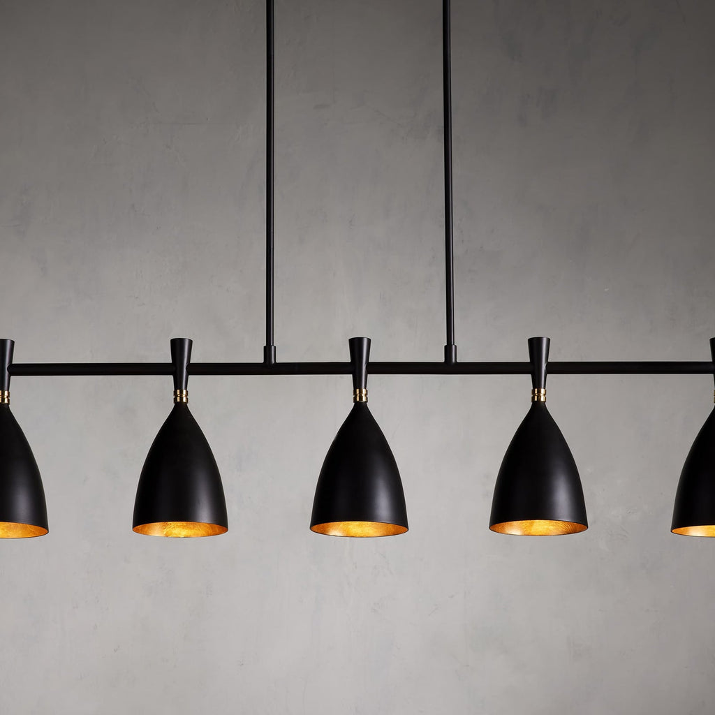 Black Steel Linear chandelier - Dahlia Wisp for dining room view 1