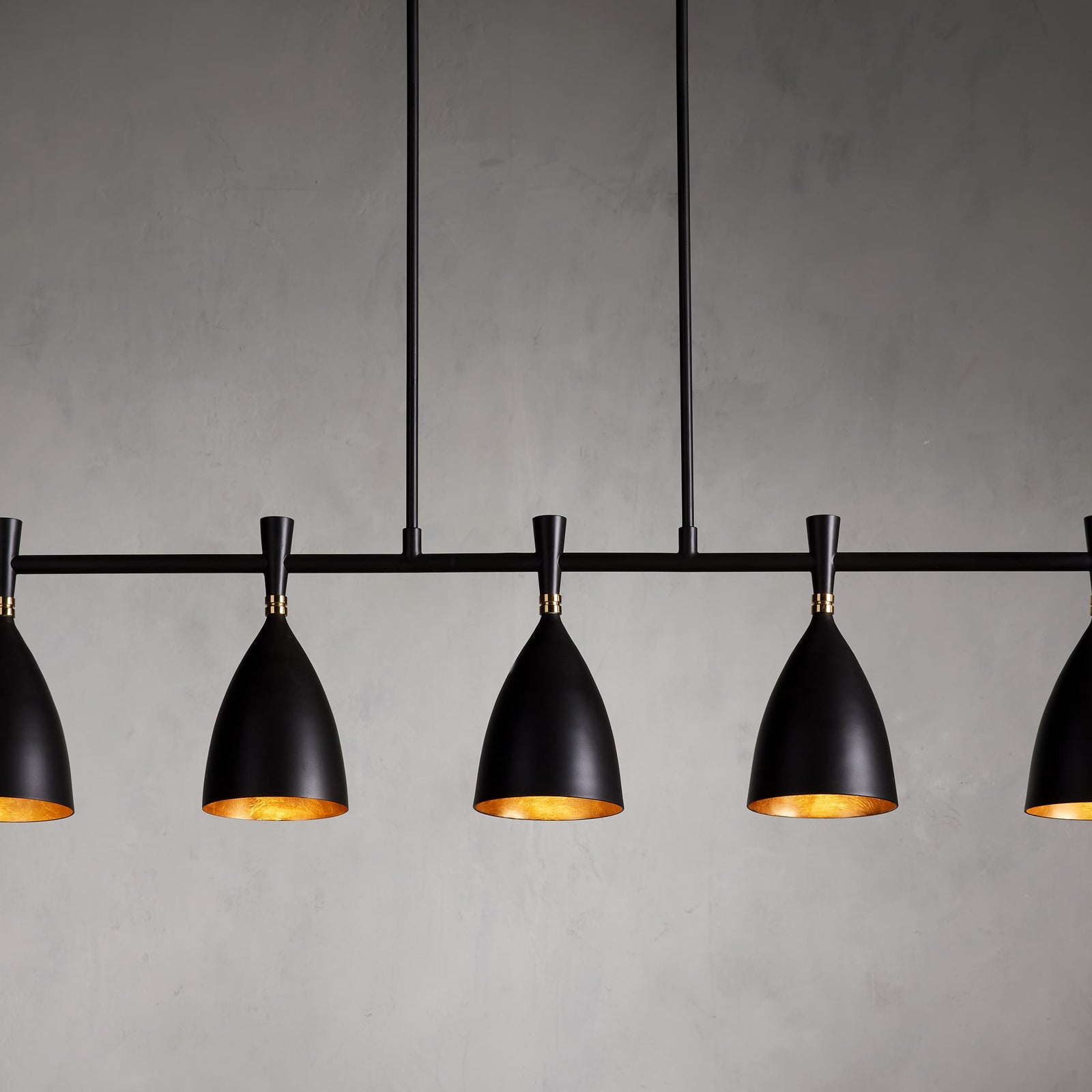 Black Steel Linear chandelier - Dahlia Wisp for dining room view 1