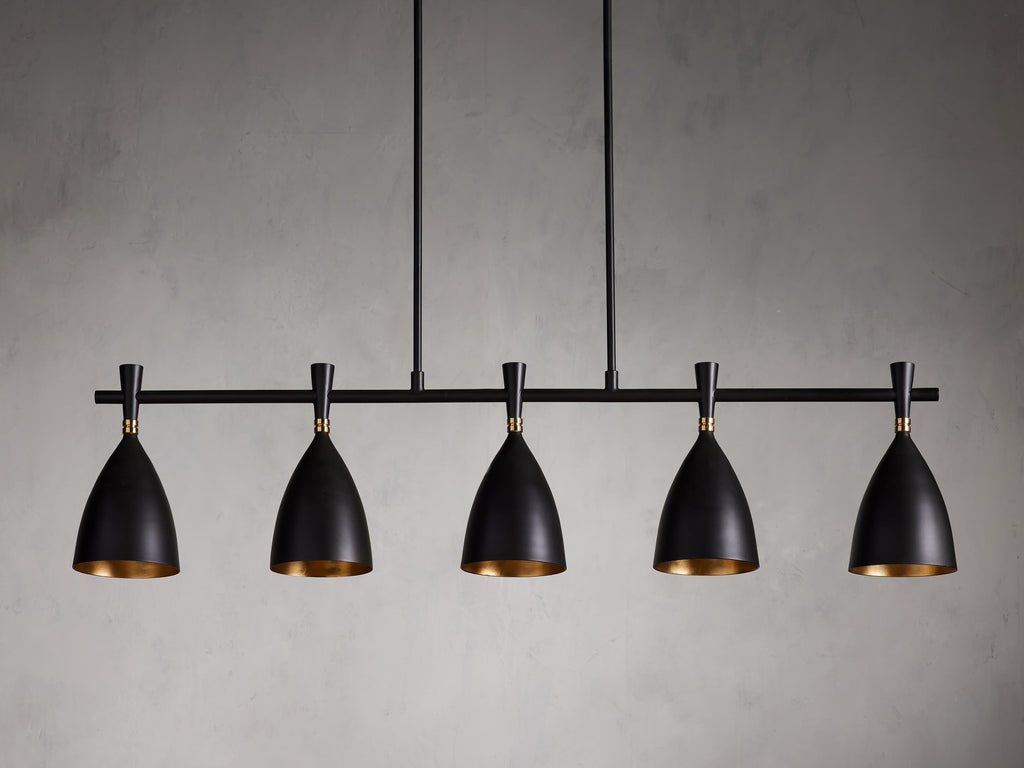 Black Steel Linear chandelier - Dahlia Wisp for dining room view 2