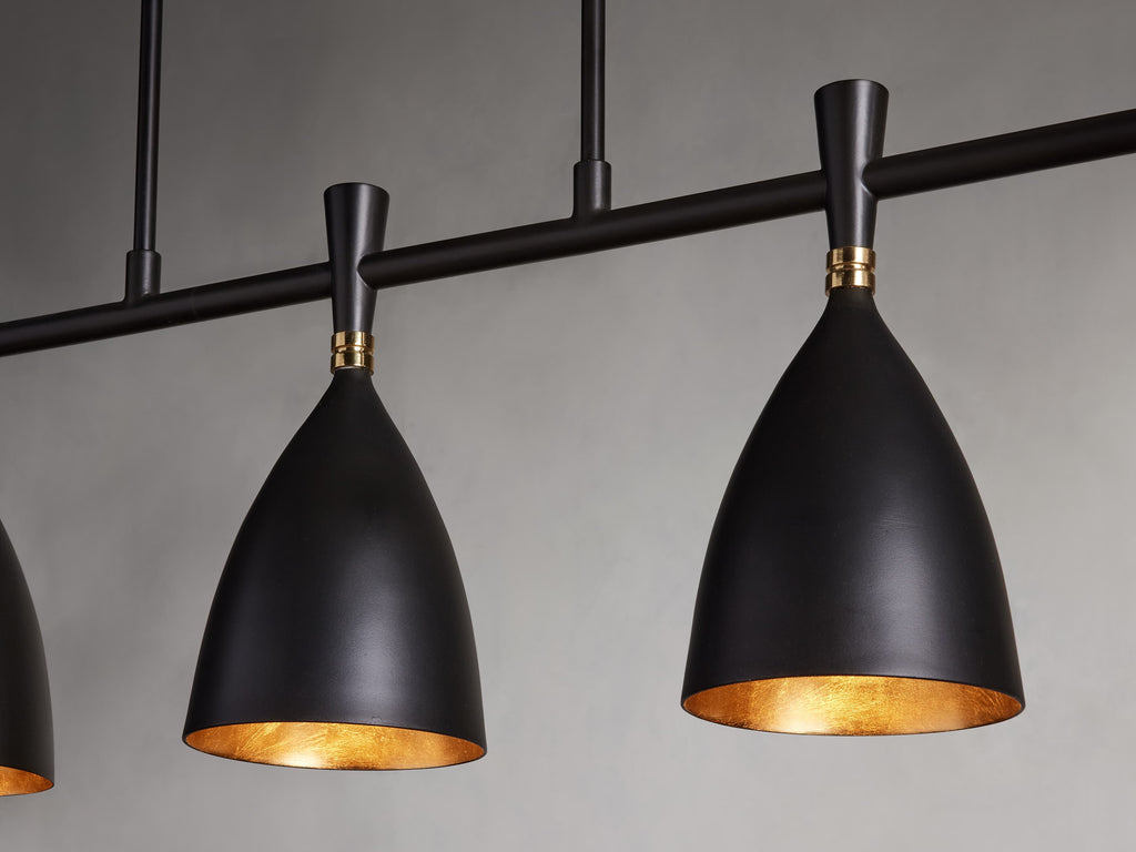 Black Steel Linear chandelier - Dahlia Wisp for dining room view 3