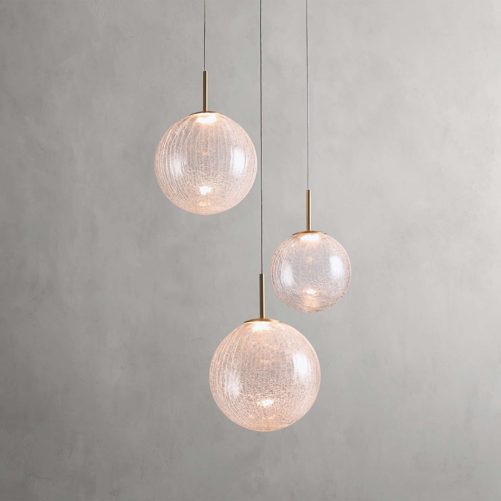Satin Brass Glass Round chandelier - Kora Wisp for dining room view 1